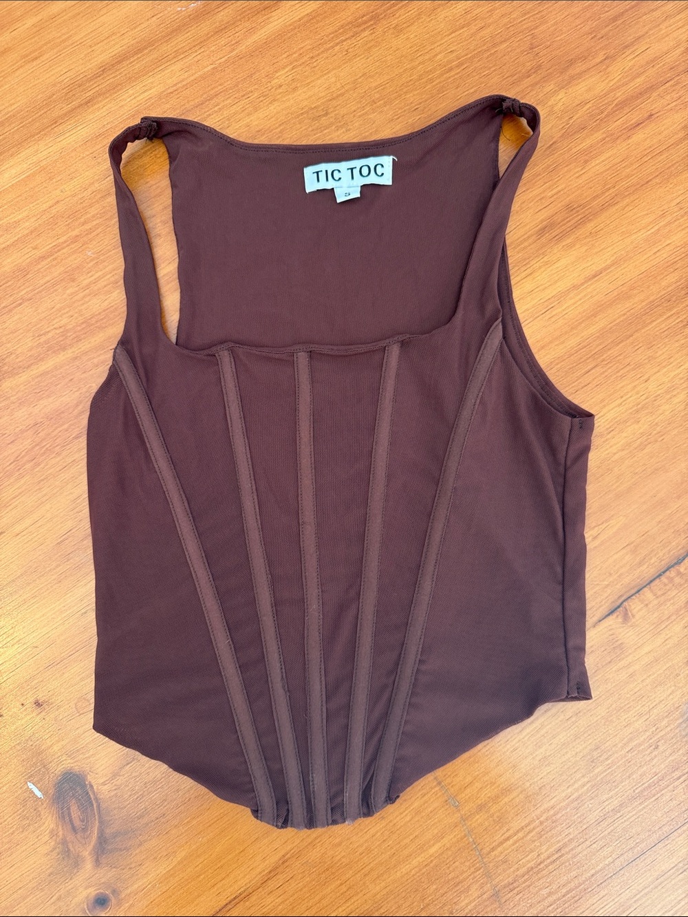 TIC TOC Brown Corset-Style Tank Top